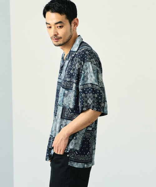 EDWIN（エドウィン）の「EDWIN エドウィン バンダナ オープンカラーシャツ 半袖（シャツ/ブラウス・メンズ・ネイビー・LARGE/SMALL/MEDIUM）」の8枚目の写真