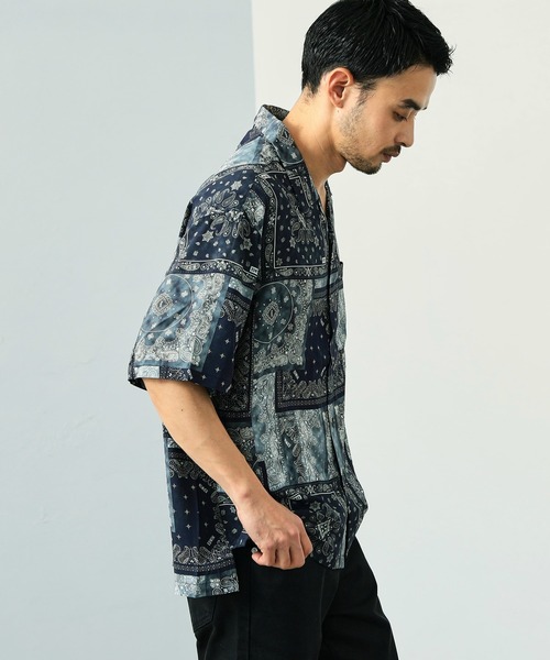 EDWIN（エドウィン）の「EDWIN エドウィン バンダナ オープンカラーシャツ 半袖（シャツ/ブラウス・メンズ・ネイビー・LARGE/SMALL/MEDIUM）」の7枚目の写真