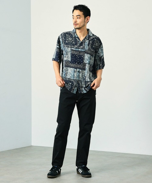 EDWIN（エドウィン）の「EDWIN エドウィン バンダナ オープンカラーシャツ 半袖（シャツ/ブラウス・メンズ・ネイビー・LARGE/SMALL/MEDIUM）」の3枚目の写真