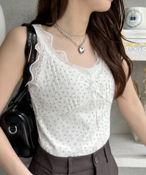 TREOVER（トレオーバー）の「上品でガーリーな印象に仕上げる花柄キャミソール（キャミソール・レディース・オートミール/アイボリー/オフホワイト・FREE）」の8枚目の写真