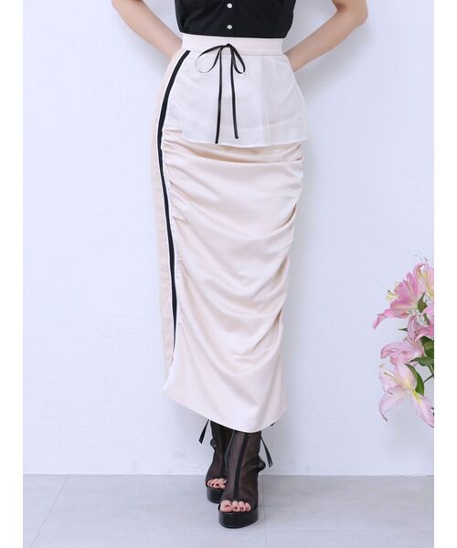 EATME（イートミー）の「ギャザーアシンメトリースカート（スカート・レディース・ブラック/オフホワイト/ベージュ・FREE）」の3枚目の写真