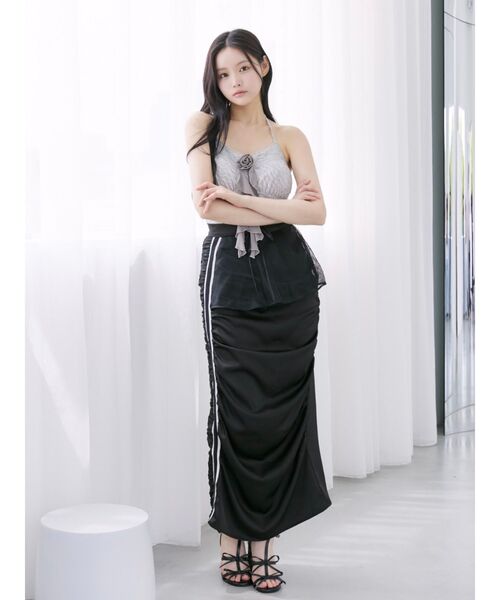 EATME（イートミー）の「ギャザーアシンメトリースカート（スカート・レディース・ブラック/オフホワイト/ベージュ・FREE）」の4枚目の写真