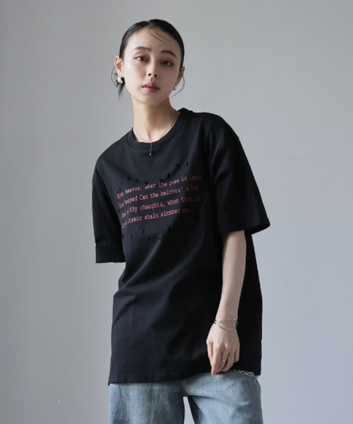 Ulysses（ユリシス）の「レタリングプリントダメージＴシャツ（Tシャツ/カットソー・レディース・ブラック/ホワイト・F）」の6枚目の写真