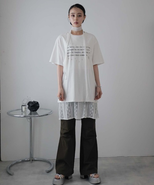 Ulysses（ユリシス）の「レタリングプリントダメージＴシャツ（Tシャツ/カットソー・レディース・ブラック/ホワイト・F）」の3枚目の写真