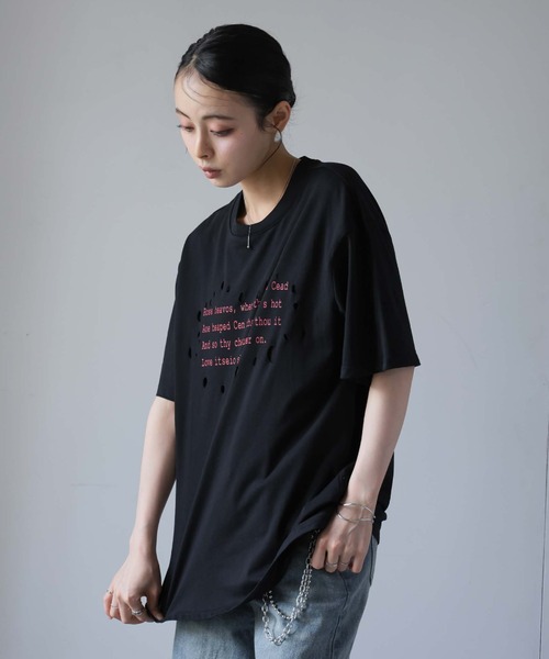 Ulysses（ユリシス）の「レタリングプリントダメージＴシャツ（Tシャツ/カットソー・レディース・ブラック/ホワイト・F）」の8枚目の写真