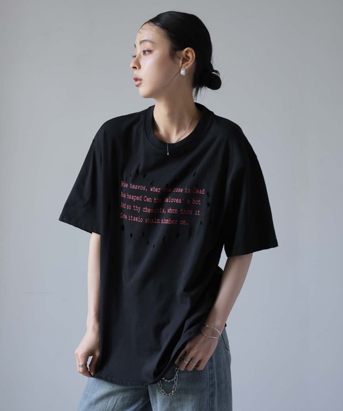 Ulysses（ユリシス）の「レタリングプリントダメージＴシャツ（Tシャツ/カットソー・レディース・ブラック/ホワイト・F）」の9枚目の写真