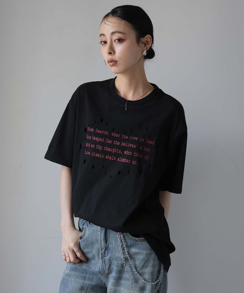 Ulysses（ユリシス）の「レタリングプリントダメージＴシャツ（Tシャツ/カットソー・レディース・ブラック/ホワイト・F）」の14枚目の写真