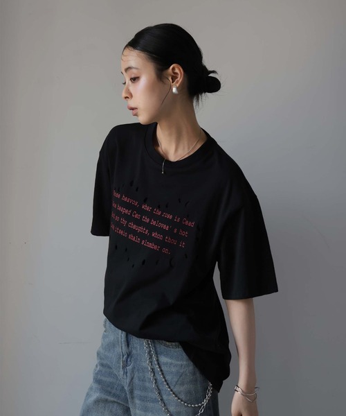 Ulysses（ユリシス）の「レタリングプリントダメージＴシャツ（Tシャツ/カットソー・レディース・ブラック/ホワイト・F）」の15枚目の写真