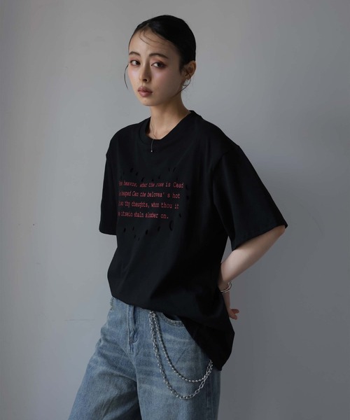 Ulysses（ユリシス）の「レタリングプリントダメージＴシャツ（Tシャツ/カットソー・レディース・ブラック/ホワイト・F）」の16枚目の写真