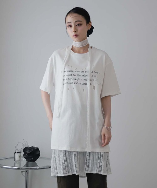 Ulysses（ユリシス）の「レタリングプリントダメージＴシャツ（Tシャツ/カットソー・レディース・ブラック/ホワイト・F）」の18枚目の写真
