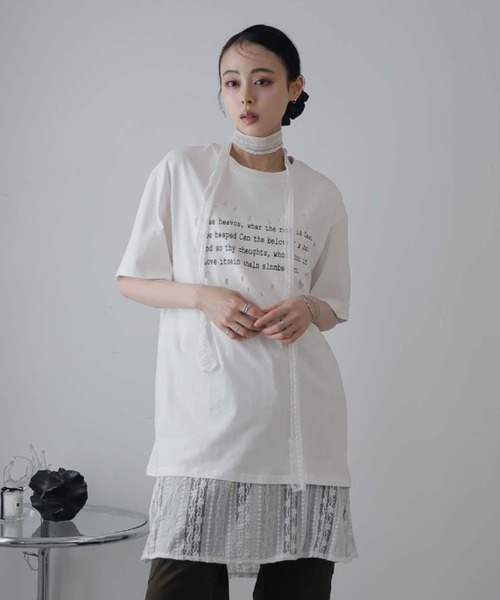 Ulysses（ユリシス）の「レタリングプリントダメージＴシャツ（Tシャツ/カットソー・レディース・ブラック/ホワイト・F）」の19枚目の写真