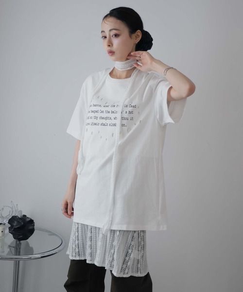 Ulysses（ユリシス）の「レタリングプリントダメージＴシャツ（Tシャツ/カットソー・レディース・ブラック/ホワイト・F）」の22枚目の写真