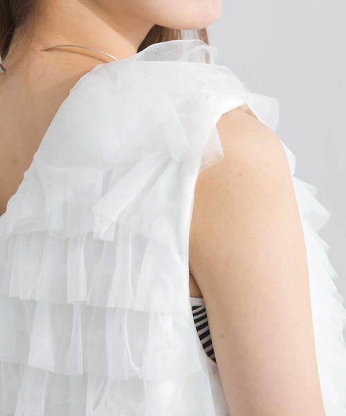 PICCIN PERLA(ピッチンペルラ)の「チュールティアード2wayベスト(ベスト・レディース・ブラック/オフホワイト・M)」の3枚目の写真