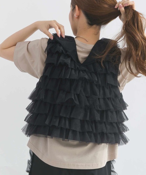 PICCIN PERLA(ピッチンペルラ)の「チュールティアード2wayベスト(ベスト・レディース・ブラック/オフホワイト・M)」の18枚目の写真