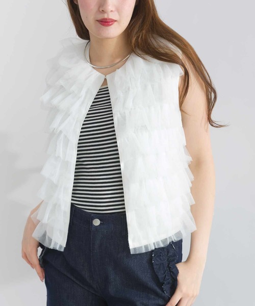 PICCIN PERLA(ピッチンペルラ)の「チュールティアード2wayベスト(ベスト・レディース・ブラック/オフホワイト・M)」の5枚目の写真