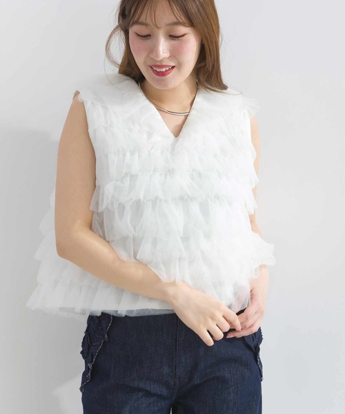PICCIN PERLA(ピッチンペルラ)の「チュールティアード2wayベスト(ベスト・レディース・ブラック/オフホワイト・M)」の11枚目の写真