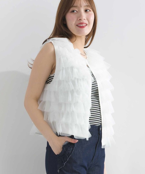 PICCIN PERLA(ピッチンペルラ)の「チュールティアード2wayベスト(ベスト・レディース・ブラック/オフホワイト・M)」の6枚目の写真