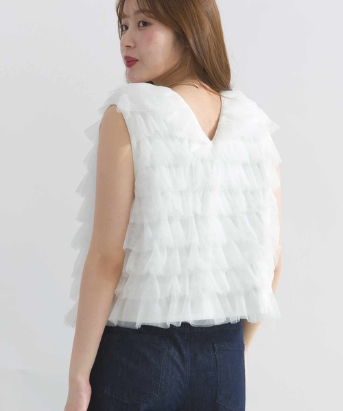 PICCIN PERLA(ピッチンペルラ)の「チュールティアード2wayベスト(ベスト・レディース・ブラック/オフホワイト・M)」の7枚目の写真