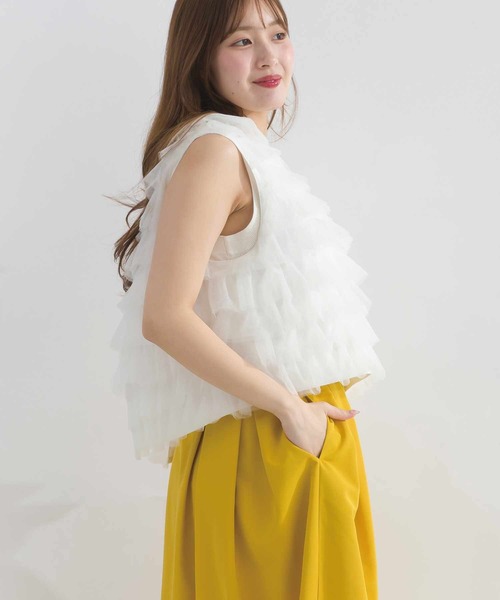 PICCIN PERLA(ピッチンペルラ)の「チュールティアード2wayベスト(ベスト・レディース・ブラック/オフホワイト・M)」の13枚目の写真