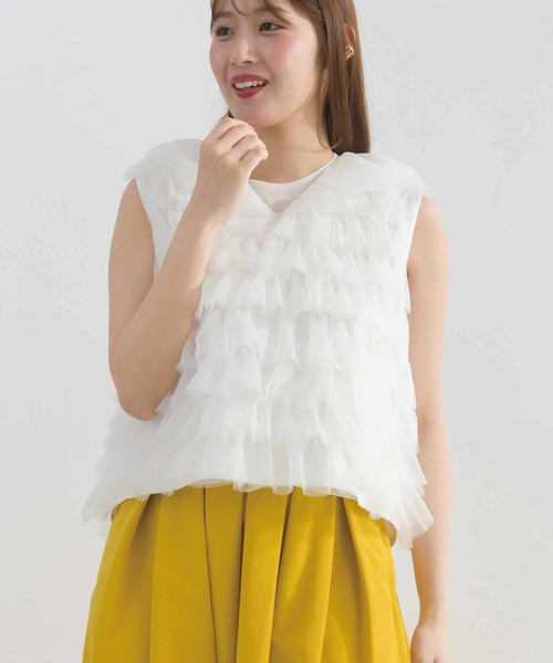 PICCIN PERLA(ピッチンペルラ)の「チュールティアード2wayベスト(ベスト・レディース・ブラック/オフホワイト・M)」の12枚目の写真