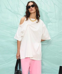 MAISON SPECIAL ホワイト フリル Tシャツ 13oz High Density Heavy-Weight Cotton Prime-Over Crew Neck T