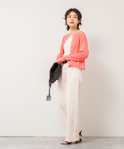 NOLLEY’S(ノーリーズ)の「《アンサンブル対応》シアーワッフル2WAYカーディガン(カーディガン/ボレロ・レディース・ブラック/ピンク/キナリ・FREE)」の11枚目の写真