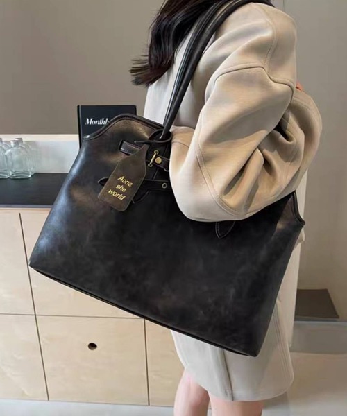 OPEN THE DOOR square tote bag ハンドバッグ DOOPZ（ドープス）の「2WAY SQUARE LEATHER TOTE BAG - 2WAY
