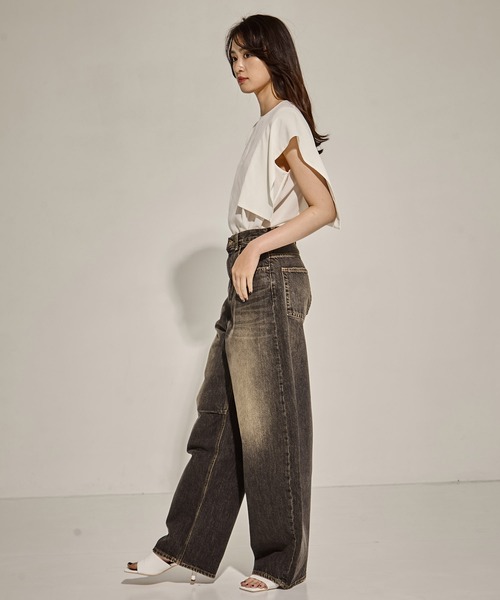 Damaged Barrel Leg Jeans ダメージバレルレッグジーンズ STUDIOUS/ステュディオス】Damaged Barrel Leg Jeans/ダメージバレル