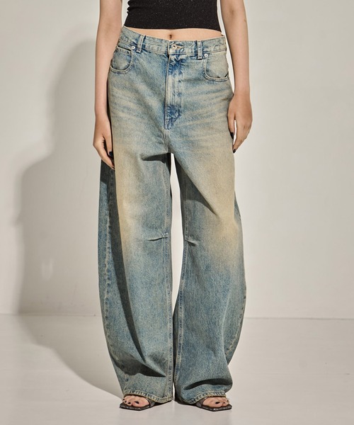 海外並行輸入正規品 STUDIOUS/ステュディオス】Damaged Barrel Leg Jeans/ダメージ パンツ