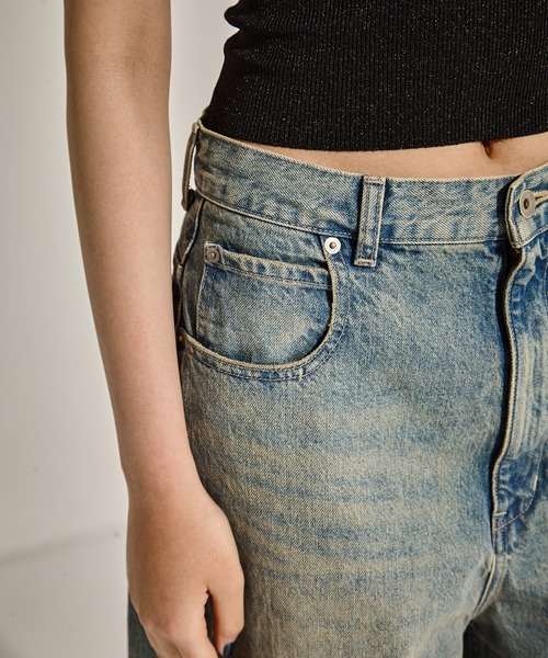 STUDIOUS/ステュディオス】Damaged Barrel Leg Jeans/ダメージバレル