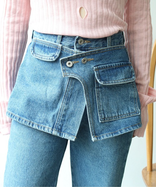 StyleSea（スタイルシー）の「レイヤードデニムパンツ（デニムパンツ・レディース・ブルー・SMALL/MEDIUM）」の9枚目の写真