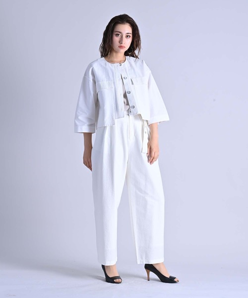 RAW FUDGE（ローファッジ）の「ベルト付２タックパンツ（その他パンツ・レディース・スミクロ/サックスブルー/オフホワイト・M）」の11枚目の写真