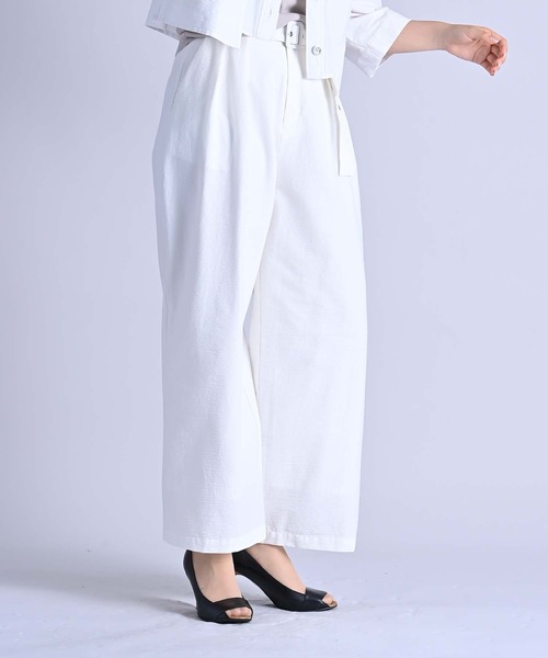 RAW FUDGE（ローファッジ）の「ベルト付２タックパンツ（その他パンツ・レディース・スミクロ/サックスブルー/オフホワイト・M）」の10枚目の写真