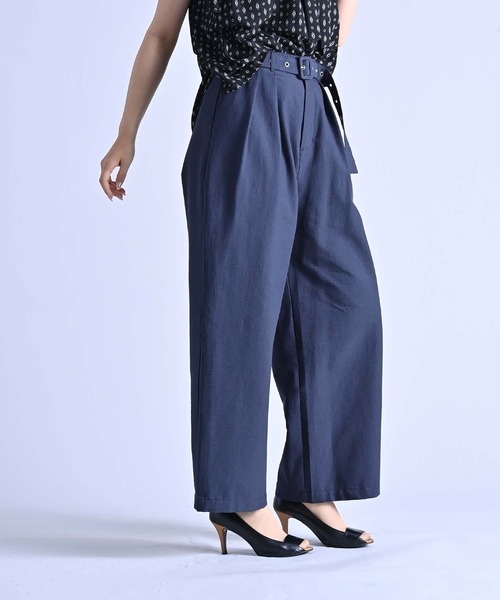 RAW FUDGE（ローファッジ）の「ベルト付２タックパンツ（その他パンツ・レディース・スミクロ/サックスブルー/オフホワイト・M）」の13枚目の写真