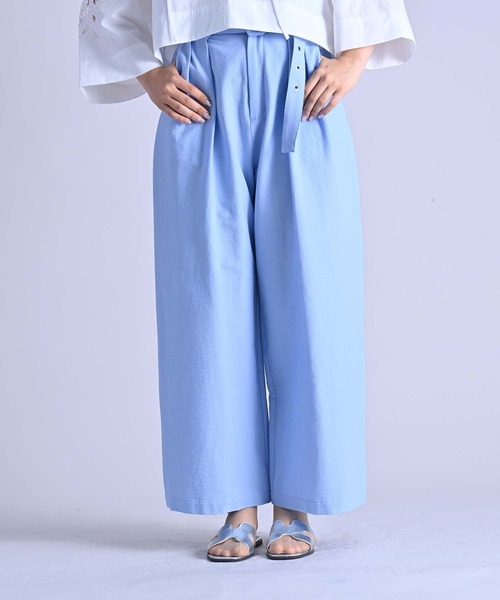 RAW FUDGE（ローファッジ）の「ベルト付２タックパンツ（その他パンツ・レディース・スミクロ/サックスブルー/オフホワイト・M）」の18枚目の写真