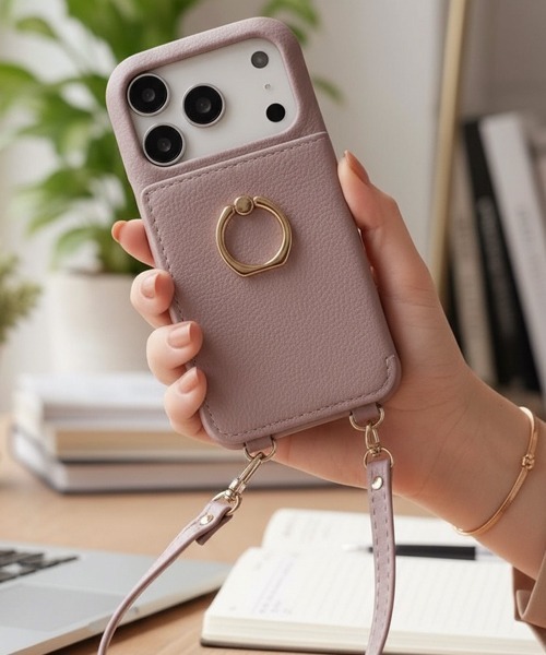 Fun & Daily（ファンアンドデイリー）の「Shoulder Leather iPhone Case 15 16 17 Plus Pro Promax アイフォンケース（スマホケース/カバー・レディース・ベージュ/パープル/ブラック・iPhone 16 Plus/iPhone 16 Pro/iPhone 16 Pro Max/iPhone 15 Plus/iPhone 15 Pro Max/iPhone 15 Pro/iPhone 16/iPhone 15/iPhone 17 Pro Max/iPhone 17 Pro/iPhone 17）」の3枚目の写真