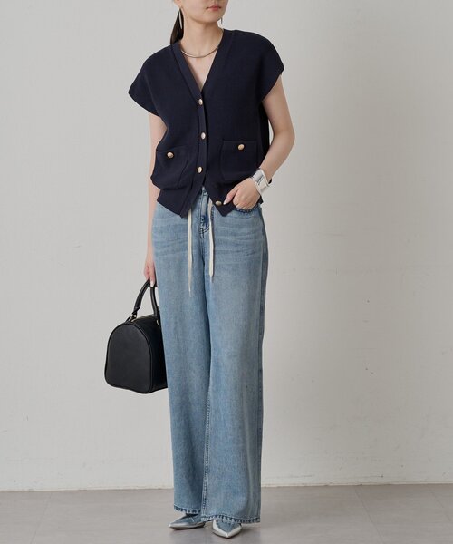 Loungedress(Loungedress GALLARDAGALANTE)◆ニットベスト(薄手)/FREE/ポリエステル/CRM/無地/LDZ1021405A0001 Loungedress(Loungedress GALLARDAGALANTE)(ラウンジドレス