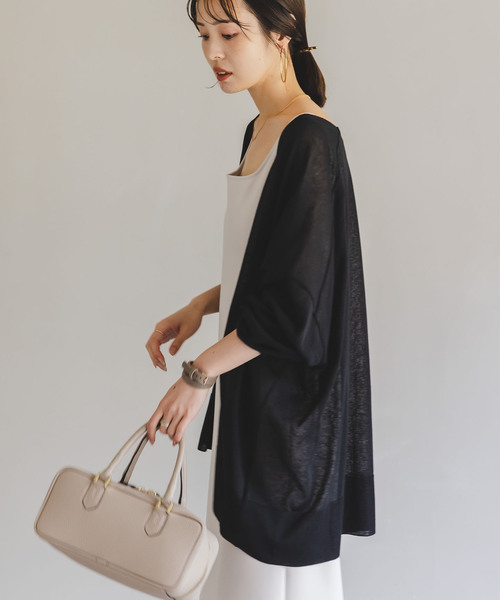 【Noble】新品❣️18Gシアーカーディガン/べージュ 大人気✨NOBLE 18Gシアーカーディガン ベージュ オーバーサイズ