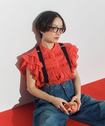 studio CLIP | 《高山都×INDIA IS BEAUTIFUL》コットンボイルラッフルスリーブブラウス(シャツ/ブラウス)