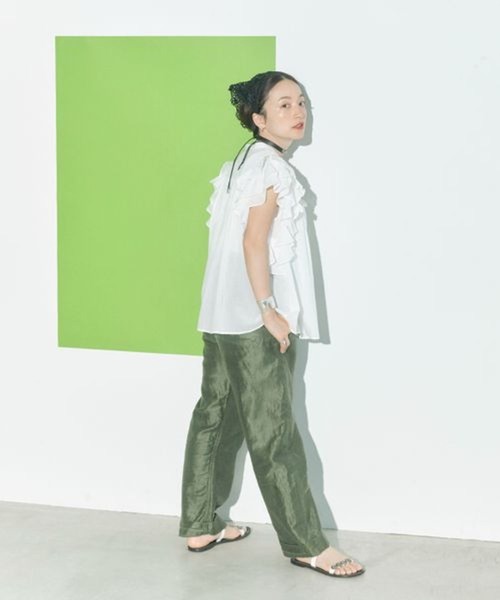 高山都×INDIA IS BEAUTIFUL》コットンボイルラッフルスリーブブラウス