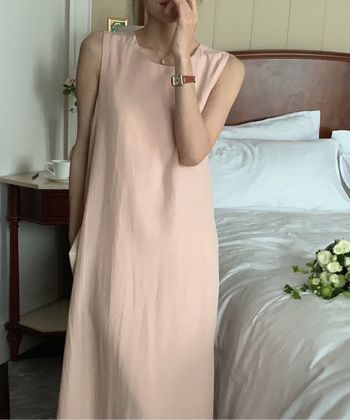 バッククロス ノースリーブ シンプルミドル丈ワンピース 5070705 バッククロス ノースリーブ シンプルミドル丈ワンピース 5070705