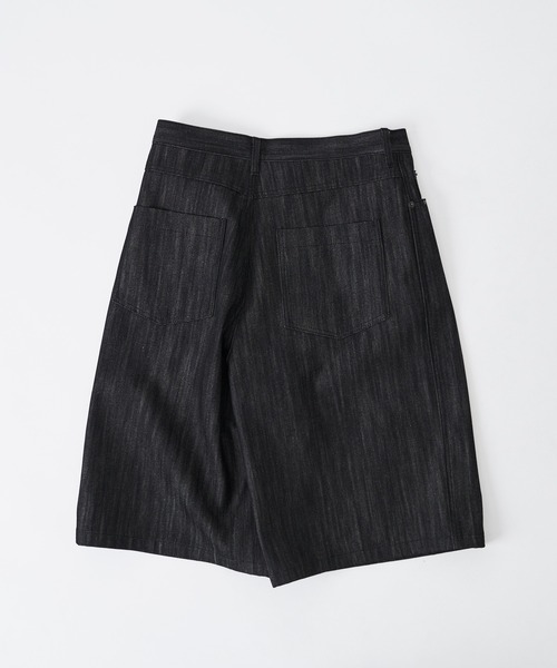 リジットデニム バギージョーツL kutir ジーンズ STUDDED RIGID DENIM BAGGY SHORTS／スタッズ