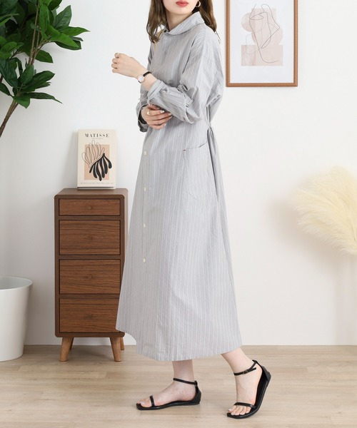 相談中です！完売 人気商品！春夏服♡ドライタッチクレリックストライプワンピース セール】ストライプクレリックワンピース（ワンピース）｜Libra