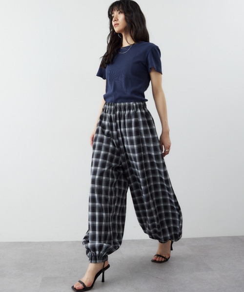 チェックで魅せる品格【MARNI】パラッツォ パンツ ブラック ホワイト ウール混チェック柄パラッツォパンツ | Marni