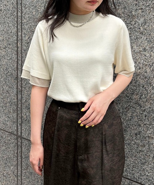 &g'aime（アンジェム）の「【&g'aime】ラメレイヤードニット　Glitter Layer Knit（ニット/セーター・レディース・ホワイト/ブラック/チャコールグレー・FREE）」の6枚目の写真