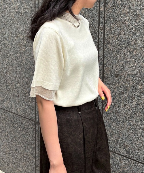 &g'aime（アンジェム）の「【&g'aime】ラメレイヤードニット　Glitter Layer Knit（ニット/セーター・レディース・ホワイト/ブラック/チャコールグレー・FREE）」の7枚目の写真