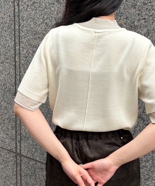 &g'aime（アンジェム）の「【&g'aime】ラメレイヤードニット　Glitter Layer Knit（ニット/セーター・レディース・ホワイト/ブラック/チャコールグレー・FREE）」の9枚目の写真