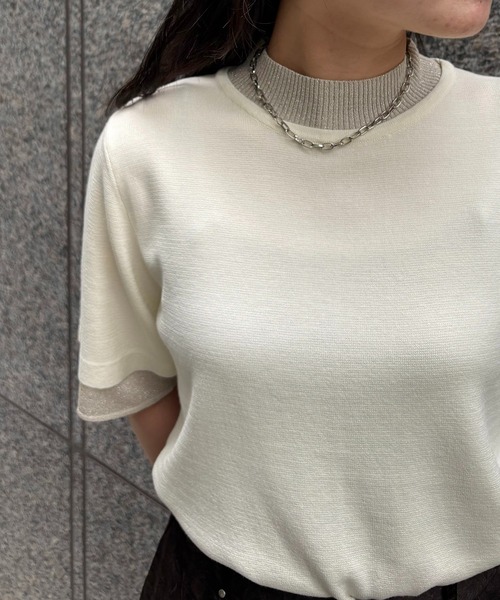 &g'aime（アンジェム）の「【&g'aime】ラメレイヤードニット　Glitter Layer Knit（ニット/セーター・レディース・ホワイト/ブラック/チャコールグレー・FREE）」の10枚目の写真