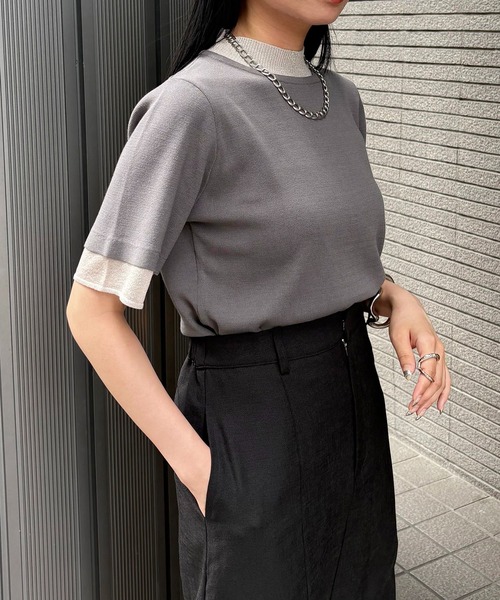 &g'aime（アンジェム）の「【&g'aime】ラメレイヤードニット　Glitter Layer Knit（ニット/セーター・レディース・ホワイト/ブラック/チャコールグレー・FREE）」の19枚目の写真