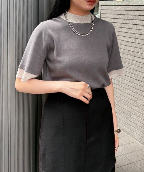 &g'aime（アンジェム）の「【&g'aime】ラメレイヤードニット　Glitter Layer Knit（ニット/セーター・レディース・ホワイト/ブラック/チャコールグレー・FREE）」の17枚目の写真